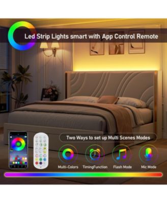 Bed Frame with Storage Wingback Headboard