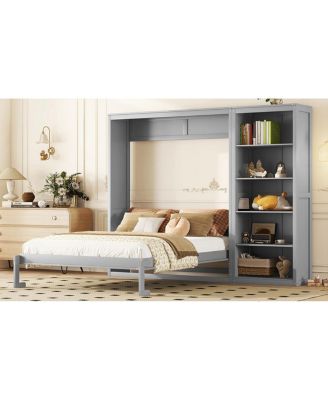 Queen Size Murphy Bed Wall Bed with Shelves