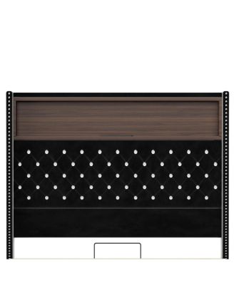 Full Size Velvet Tufted Bed Frame with USB