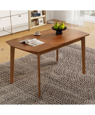 Mid Century Modern Solid Wood Dining Table for 4 - Minimalist Rectangular Design