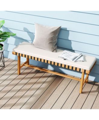 48" Acacia Wood Outdoor Bench with Thick Padded Cushion