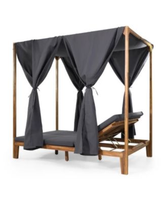 Kenzie Outdoor Daybed With Adjustable Lounges And Curtains