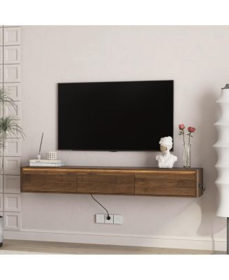 TV Stand with LED Lights & Power Outlet
