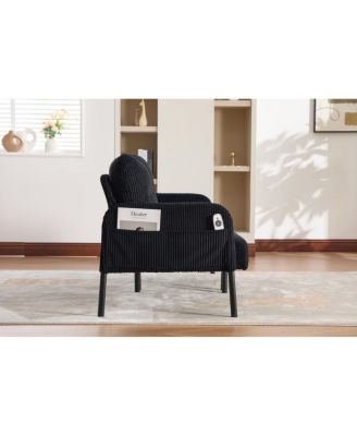 Oversized Corduroy Loveseat Sofa with Metal Legs & Side Pockets