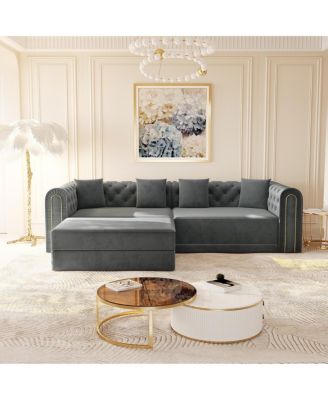 90.6" 3-in-1 Convertible Sleeper Sofa with Ottoman
