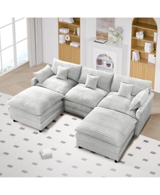  Seven-piece sofa set with console, coffee table & pillows for spacious rooms