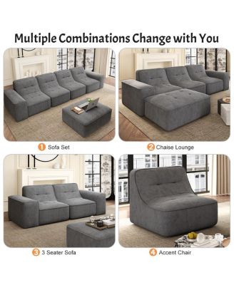  Modular Sectional Sofa Set w/ Ottoman, Tufted, Deep Seat, Chaise, Accent Chair