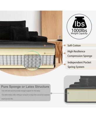  81" Cloud Sectional Couch, L-Shape Chaise with Deep Seat, Black