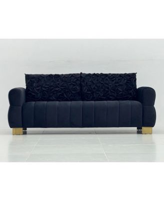Luxurious Velvet Sofa with Golden Metal Legs
