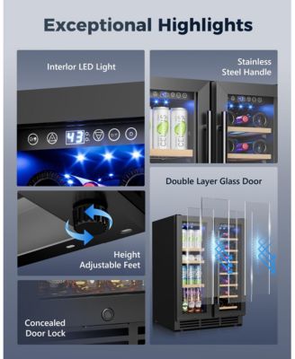 24-in 21Bottles/88cans Black Built-in/Freestanding Indoor Beverage Refrigerator with Glass Door