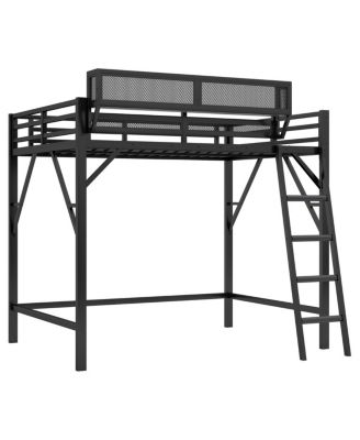 Loft Bed with Ladder and Storage Shelves