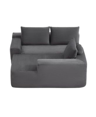  105.7" Gray Corduroy U-Shaped Cloud Sectional Couch with Chaise, Deep Seat