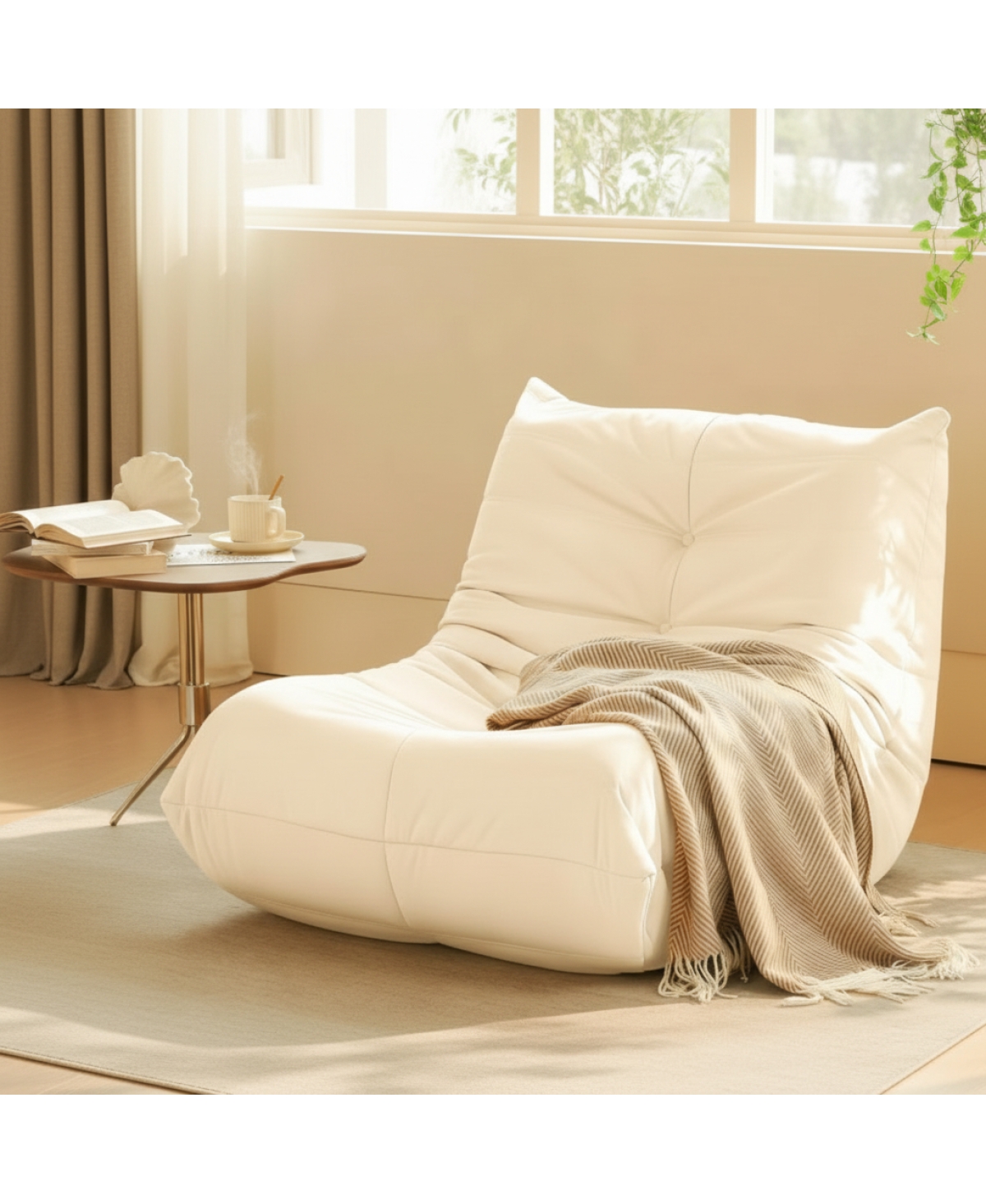 Streamdale Furniture Luxury White Microfiber Button-Tufted Accent Chair for Living Room (1pc)