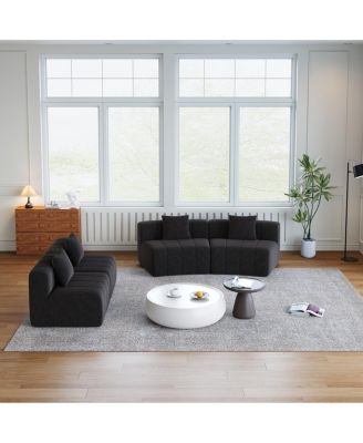  Chenille Curved Sectional Sofa with 4 Pillows