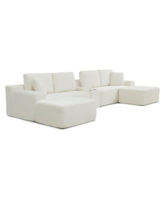 150" Oversized Cloud Couch with Cup Holders & USB Ports