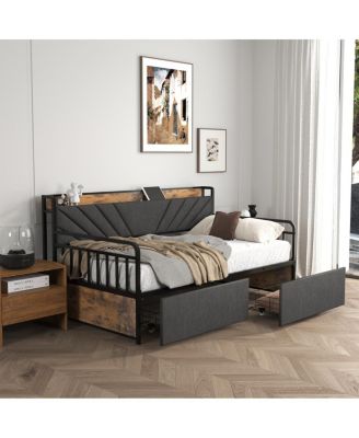 Twin Daybed with Drawers and Charging Station