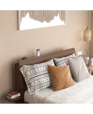 Floating Bed Frame Queen w/ LED Lights & Charging Station