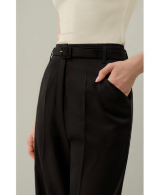 Women's Silk Wool High-Waisted Wide-Leg Pant
