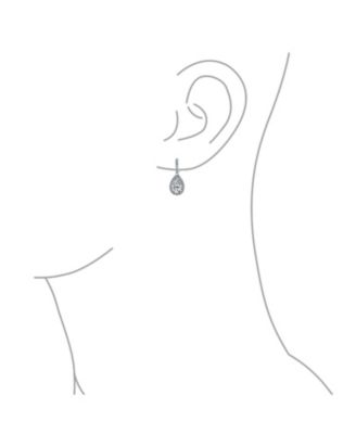 7CT Halo Clear Cubic Zirconia CZ Large Teardrop Earrings Silver Plated