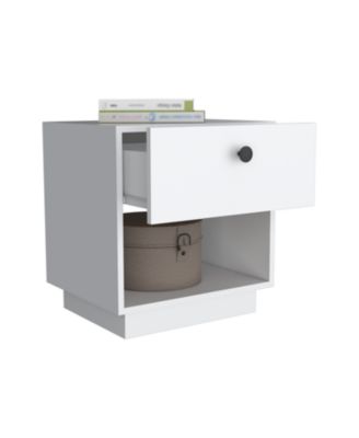 Paris 1 Drawer Nightstand, Open Lower Shelf - White