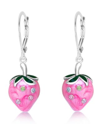 Girls /Girl/Strawberry Crystal White Gold Palladium Plating Leverback Earring