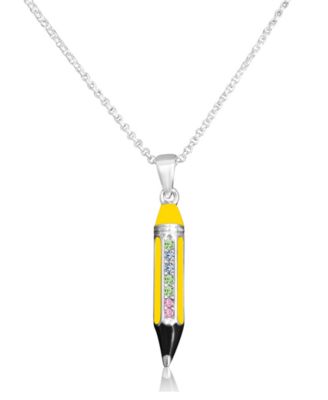 Girls /Girl/Pencil Crystal White Gold Palladium Plating Necklace