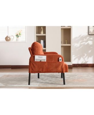 Oversized Corduroy Loveseat Sofa with Metal Legs and Side Pockets