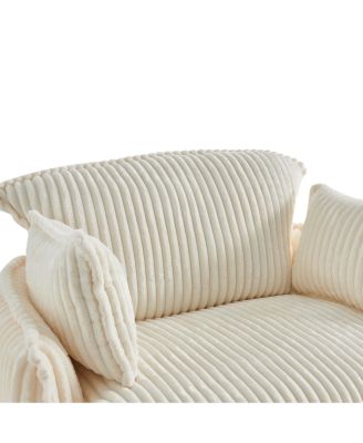 Convertible Corduroy Sofa Chair with Ottoman for Small Spaces