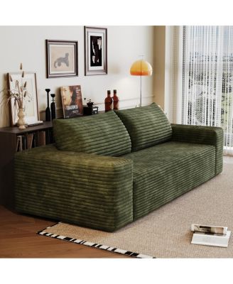 71" 3-Seater Corduroy Sofa, Deep Seat, Comfy Loveseat, No Assembly, Green