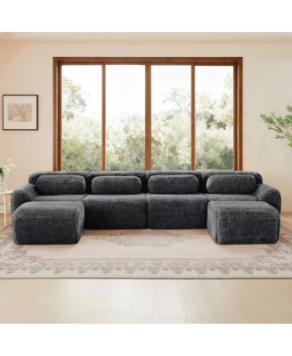 U-shaped Boneless Sofa, 32D High Density Sponge, Anti-Slip, No Assembly, Ergonomic, Dark Gray