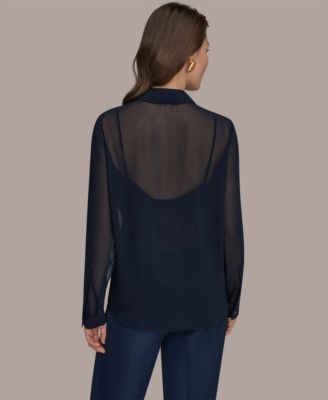 Women's Brush Stroke Button-Down Camisole Top, Regular & Petite