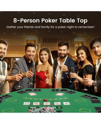 Folding Poker Table Top for 8 Players with Felt Surface Cup Holders and Chip Trays
