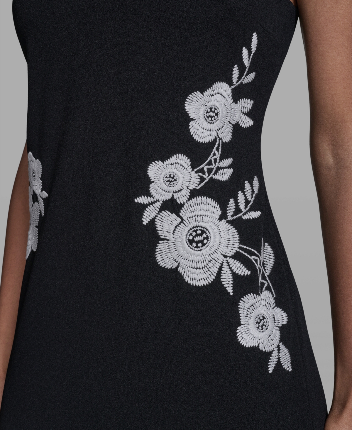 Karl Lagerfeld Paris Women's Floral Embroidery Square Neck Dress