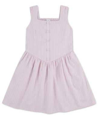 Girls' Faux Button Square Neck Mini Dress