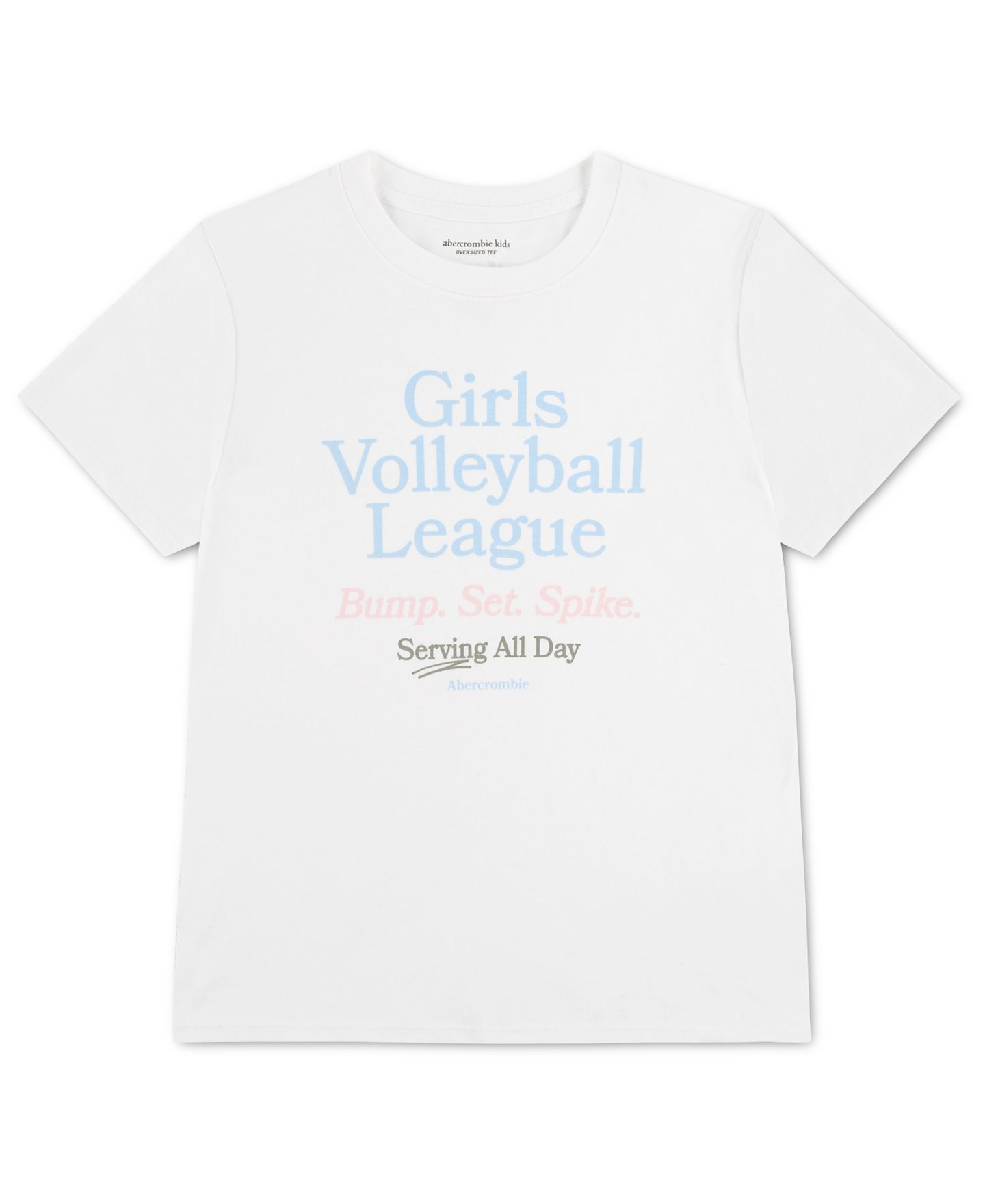 Футболка abercrombie kids Volleyball League Oversized Crewneck T-Shirt для девочек, цвет: Яркий белый — фото 1
