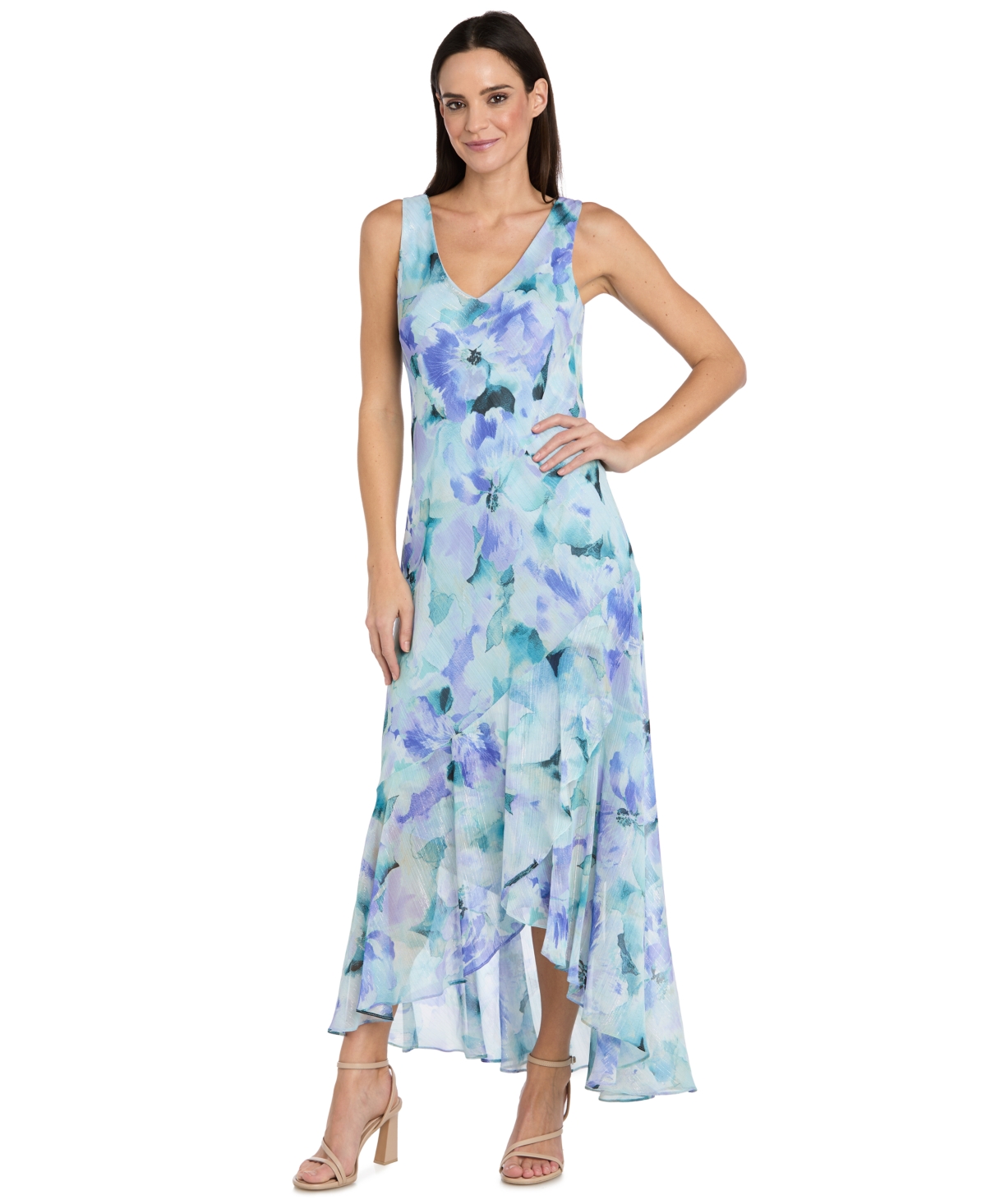 R & M Richards Women's Printed 3/4-Length Sleeve Jacket and Maxi Dress, 2 Piece Set