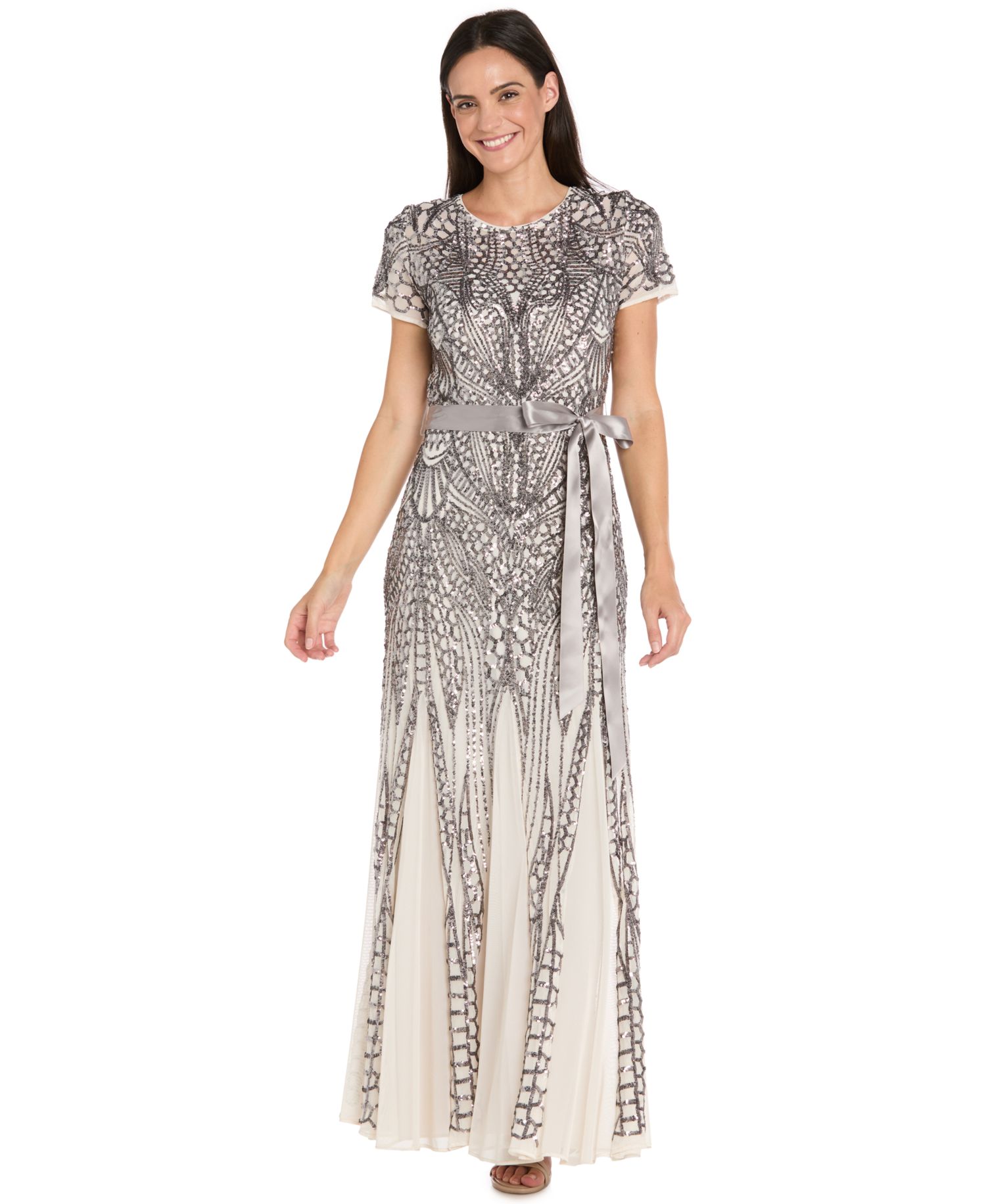 Women’s Long Sequin Short-Sleeve Gown