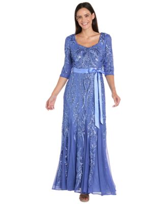 Women’s Sequin 3/4-Length Sleeve Ball Gown