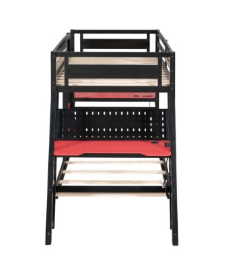 Twin Size Gaming Bunk Bed with Desks & USB Ports
