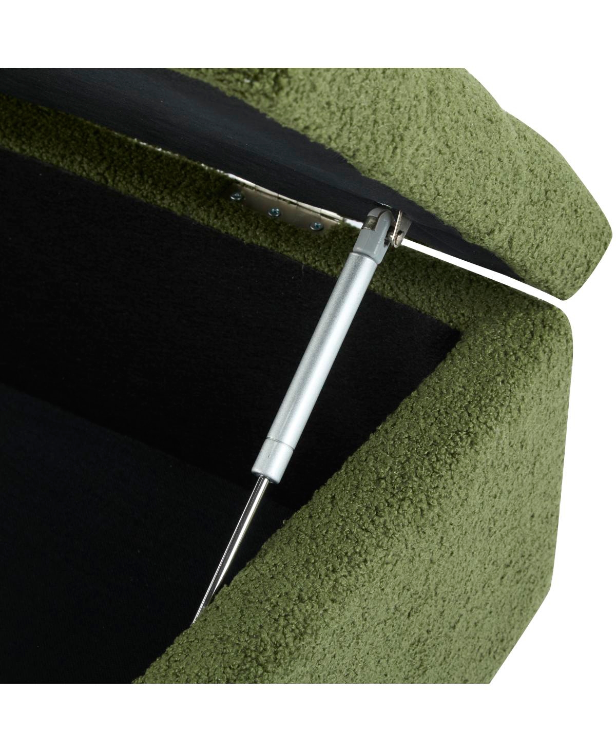 Streamdale Furniture Ottoman Bench with Storage, Green Boucle, Rubber Wood Legs, 300 lbs Cap