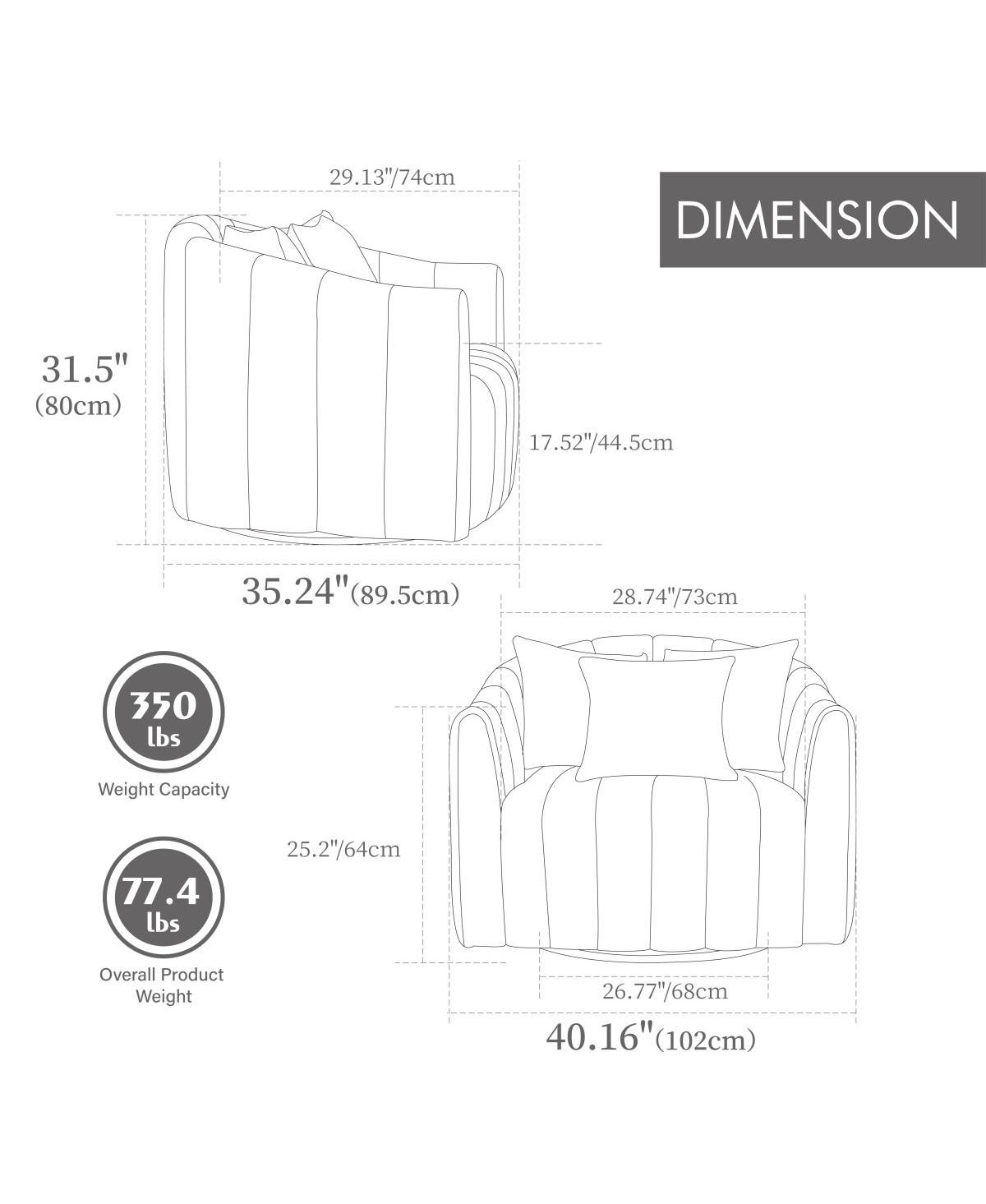 Streamdale Furniture Upholstered Oversized 360° Swivel Accent Barrel Chair & Half Sofa
