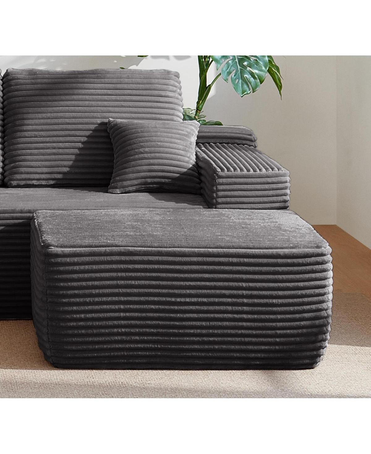 Streamdale Furniture Minimalist No-Assembly Corduroy Sectional Sofa with Chaise