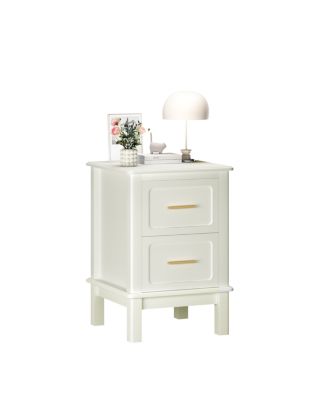  Modern 2-Drawer Nightstand with Gold Handles