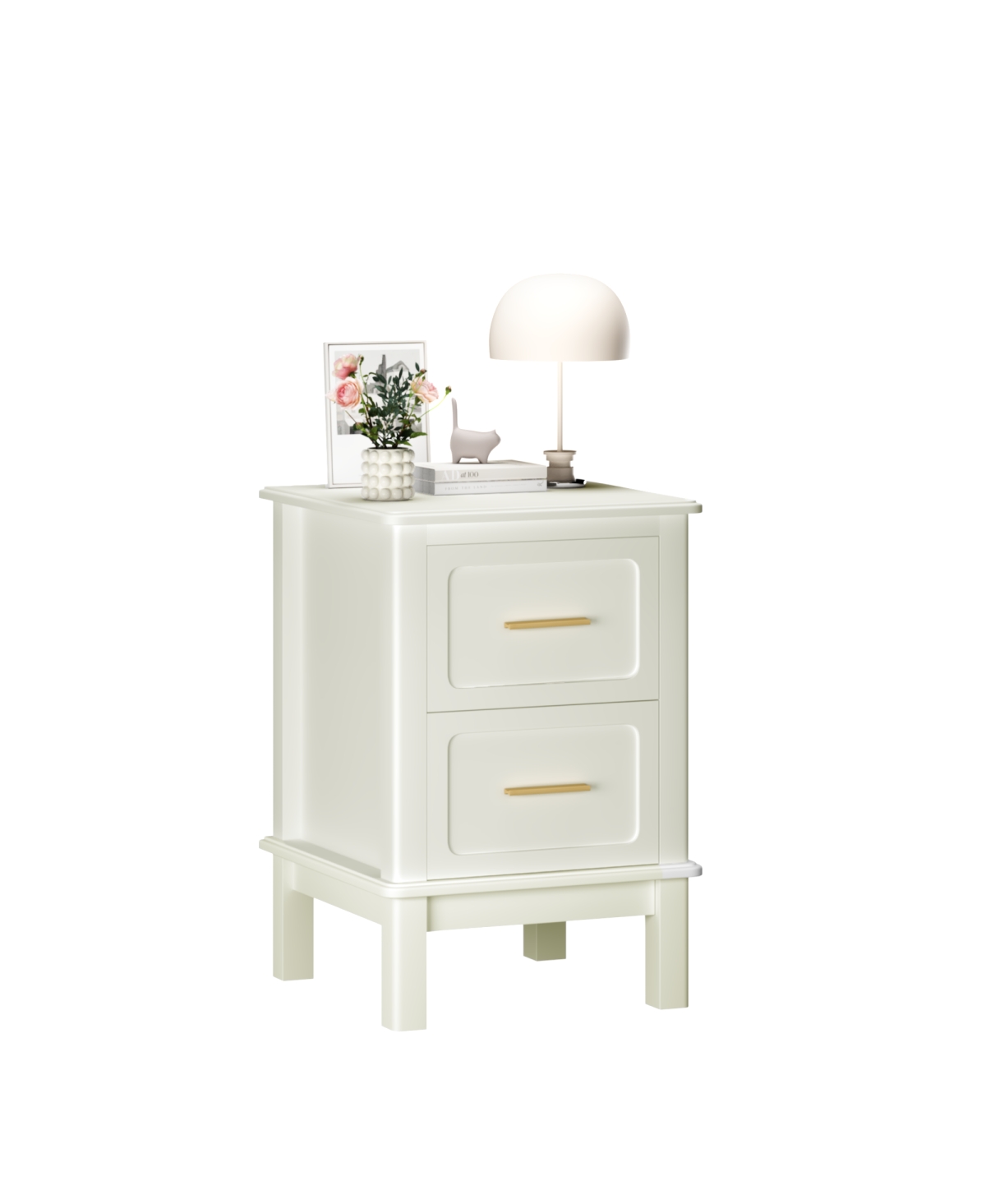 Streamdale Furniture Modern 2-Drawer Nightstand with Gold Handles