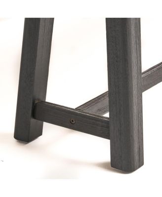 Acacia Outdoor Bench, Sandblast Teak Finish and Black, set of 2pcs