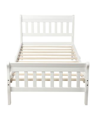 Wood Platform Bed Twin Sleigh Bed Frame with Headboard/Footboard