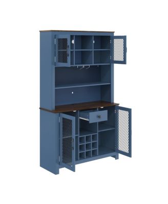 70.9" Navy Blue Kitchen Pantry Storage Cabinet with Doors & Shelves