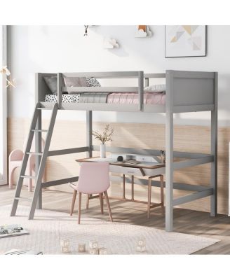 Solid Wood Twin Size Loft Bed with Ladder