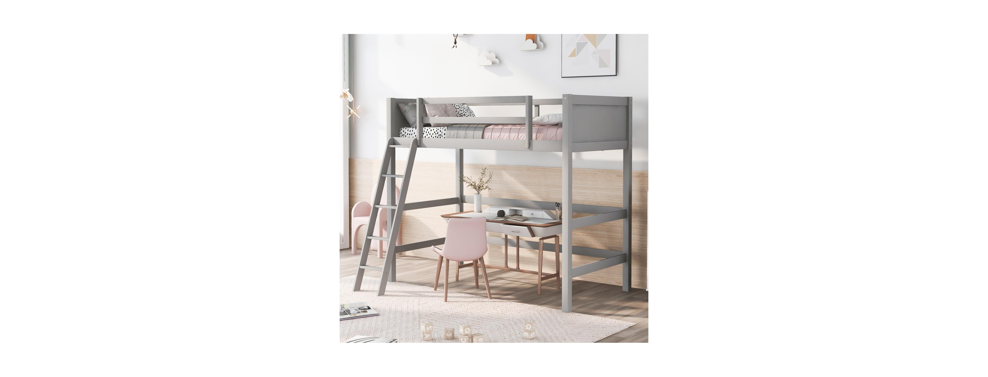 Streamdale Furniture Solid Wood Twin Size Loft Bed with Ladder
