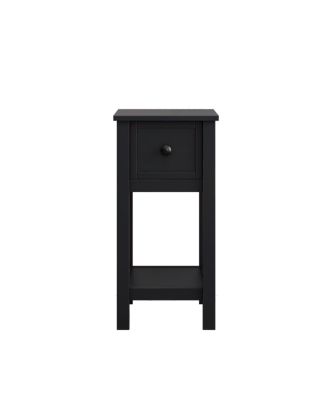 Space saving table with drawer and shelf, solid wood veneer